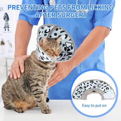 Soft Adjustable Pet Recovery Collar & Cone - Stops Licking, Post-Surgery Use - Grey, Small/L 2