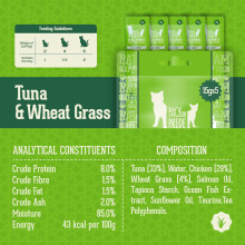 PACK’N PRIDE Cat Treats, 20 x 15g (300g Total) Creamy Cat Lick Sticks -Tuna & Wheat Grass Flavor, Supports Cat's Gastrointestinal Health, He