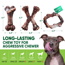 AGGERDOT Dog Toys 4 Pack: Indestructible Dog Toys for Aggressive Chewers, Tough Nylon Dog Chew Toys for Medium & Large Dogs, Bacon Flavour D