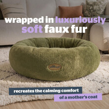 Silentnight Luxury Calming Donut Pet Bed - Faux Fur Comfort Reduce Anxiety - Nes