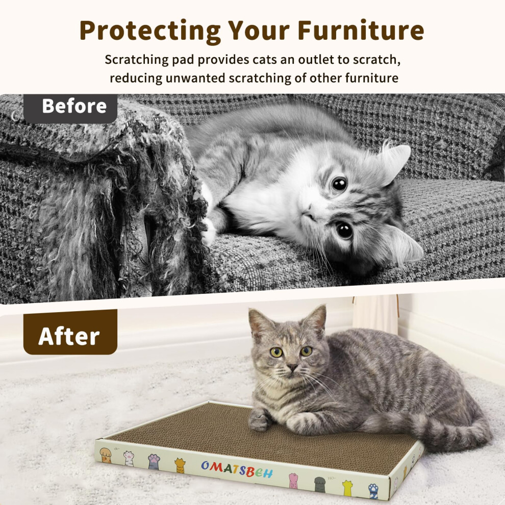 Omatsbeh Cat Scratching Board 2 Pack – Reversible Cardboard Scratcher For Indoor Cats, Corrugate Cat Scratcher, Double-Sided Usability As Fu