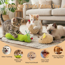 Uyubao Catnip Toys, 3 Pack Interactive Plush Cat Toys for Indoor Cats and Kittens, Cat Chew Toy for Teeth Cleaning, Bite-Resistant Plush Caterpillar,