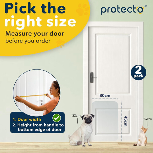 PROTECTO 2-Pack Ultra Durable Door Protector for Dogs - 45x30 cm Clear Cat Scratch Protector 1