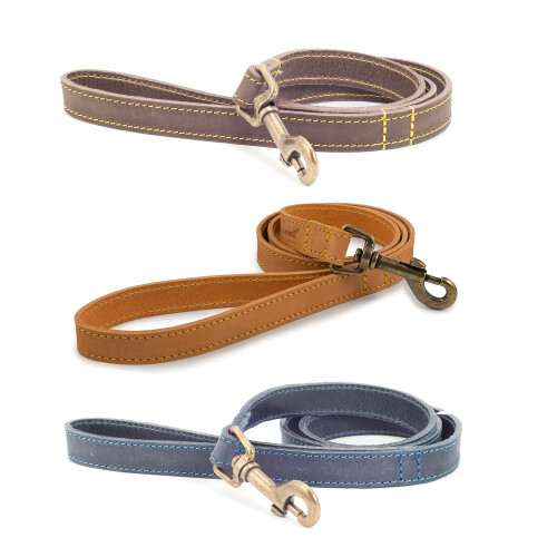 Ancol Ancol Timberwolf Leather Dog Lead, 1 m, Sable 1