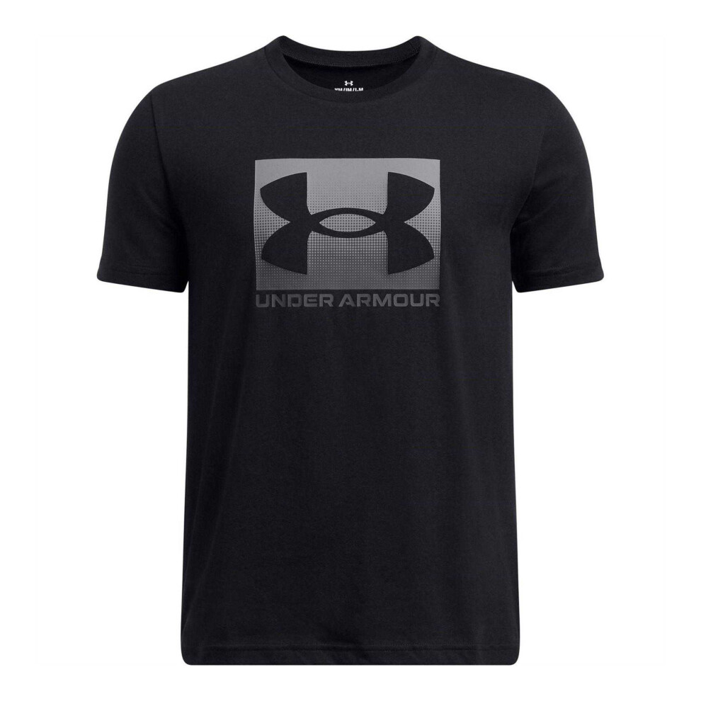 Under Armour (7-8 Years, Black/Grey) Boys Boxed Logo Regular T-Shirt