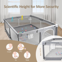 CHOLY Baby Playpen for Babies and Toddlers, Durable Play Pen with Visible Breathable Mesh, Foam Protection, Easy to Assemble Infant Fence -128 128cm