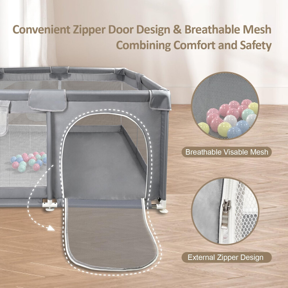 Choly Baby Playpen For Babies And Toddlers, Durable Play Pen With Visible Breathable Mesh, Foam Protection, Easy To Assemble Infant Fence -128 128Cm