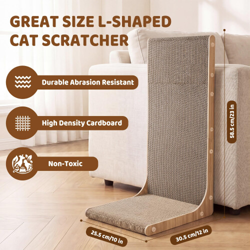 Cat Scratching Board Post, L Shape Vertical Cat Scratcher Cardboard, 58cm 1