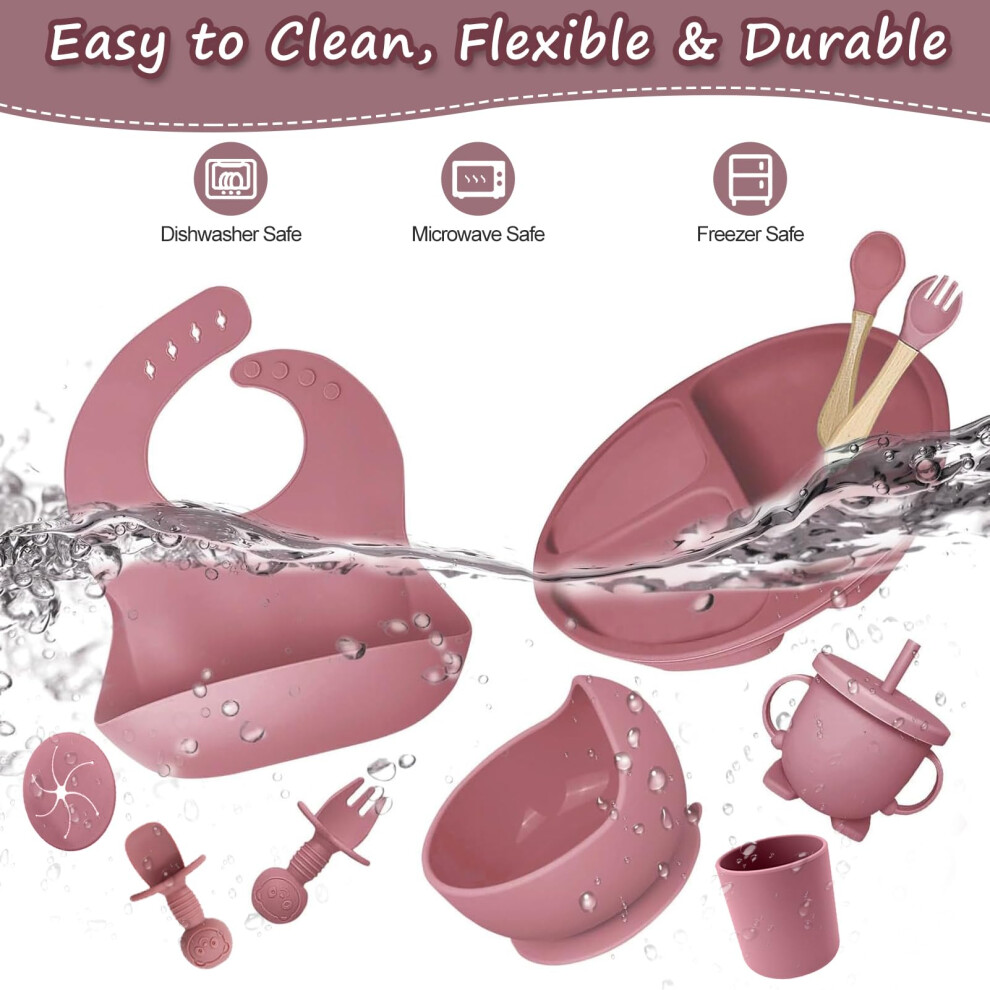 Vacvad Baby Weaning Set 11Pcs Silicone Baby Plate With Suction Cup Silicone B