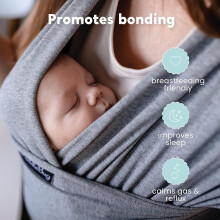 CuddleBug Handsfree Soft Elastic Baby Sling for Infants and Young Children Weighing 3-15kg Universal Size Good Hip Positioning (Grey)