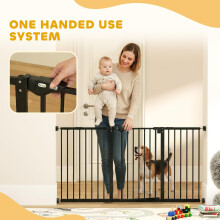 PawHut Dog Gate Extra Wide Extendable 74–148cm Openings 3 Extensions Black