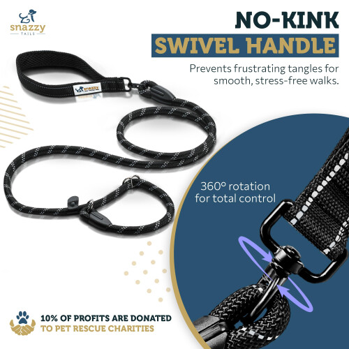 Figure 8 Rope Slip Lead, No Pull Dog Lead, Swivel Handle | Blue 1