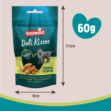 Rosewood Deli Kisses Cat Treats - Chicken and Catnip Flavour Crunchy Cat Snacks with Catnip Coating - Added Vitamins - Natural Ingredients - No Added