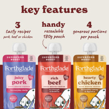 Forthglade Bone Broth for Dogs, Chicken, Pork & Beef (6x180g) Grain Free & Hypoallergenic, Natural Ingredients with Superfood Boost, Dry Dog Food Top