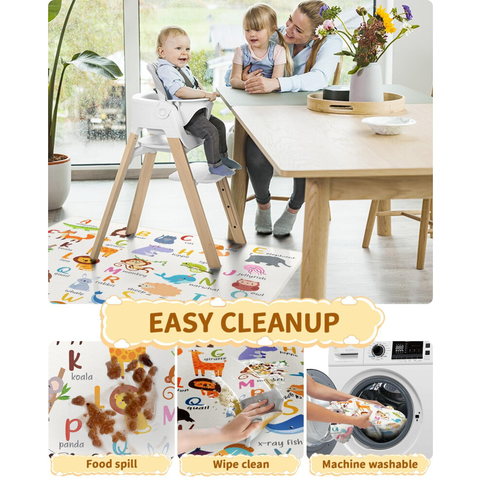 High Chair Splash Floor Mat, 43.3″Waterproof Washable Anti Slip Splash Mat With No Layering Design, Baby Mess Mat For Art/Crafts/Painting/Playtime Qhydz