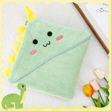 GSrenyu Hooded Baby Towel, 31 x 31 in Animal Design Baby Bath Towel with Hood Soft Absorbent Coral Fleece for Newborn Toddler Boys and Girls, Green