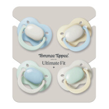 Tommee Tippee Ultimate Fit Soother, 0-6 Months, 4 Pack, Colour Blocked, Orthodontic Dummy for Babies, Extra Air Holes, Symmetrical Teat, 100% BPA Free