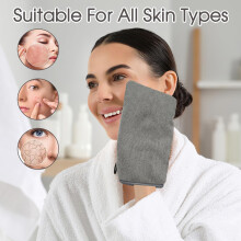 Qichan 10 Pcs Facial Mitts, 15 x 21cm Soft Bamboo Fiber Wash Mitts Body and Face, Reusable Makeup Remover Gloves, Gray Microfibre Face Cloth for Bath