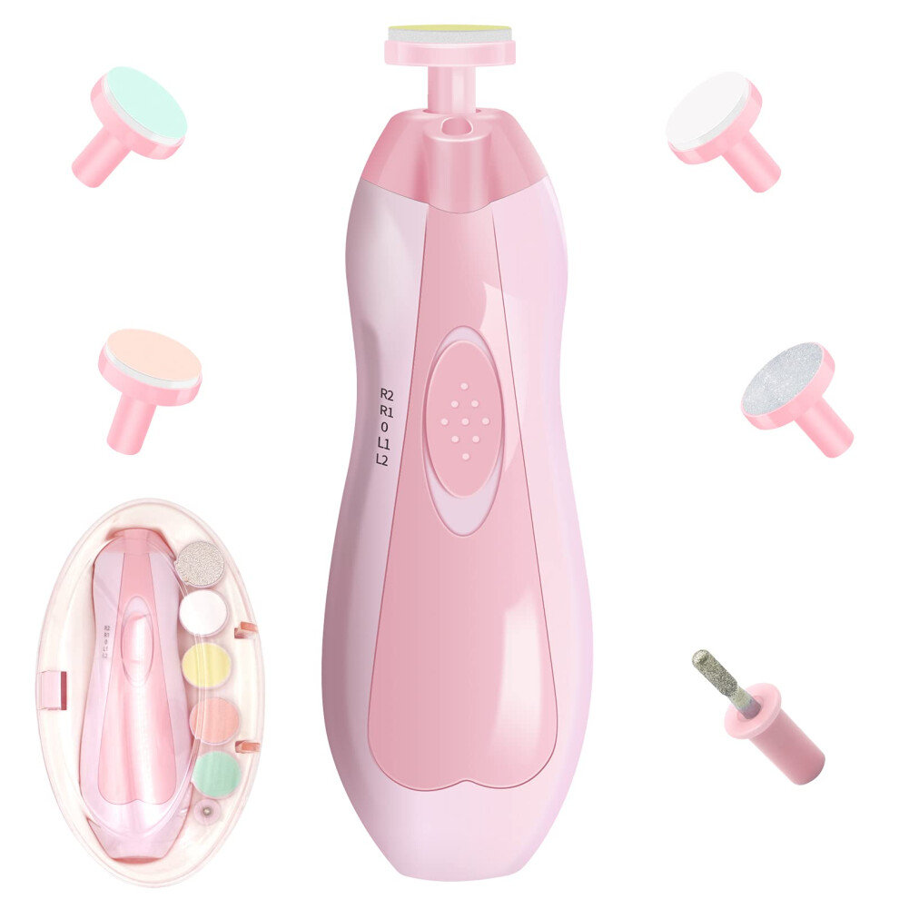 Grtlpok Light Baby Nail File, Electric Baby Nail Trimmer With Led Front Safe And Quiet Baby Nail Clipper With 6 Grinding Heads For Newborn Infant Toddler Ki
