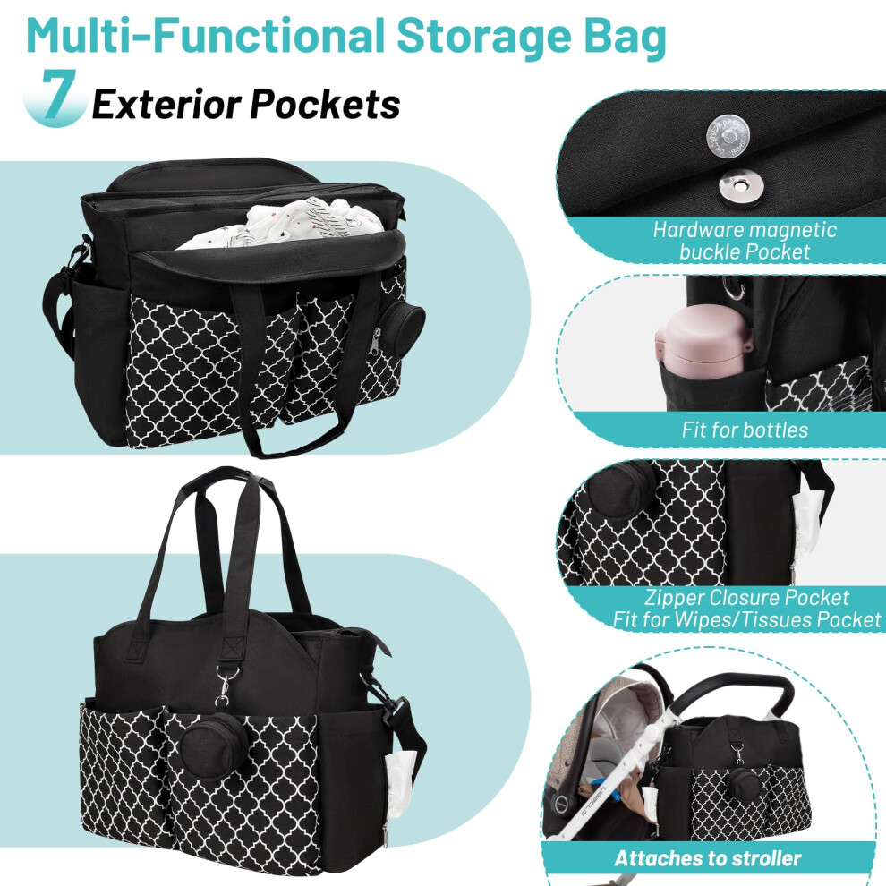 Comeder Baby Changing Bag Nappy Changing Bags Large Capacity Waterproof Tote Diaper Bag With Pacifier Holder And Insulated Pockets For Mum And Dad, M