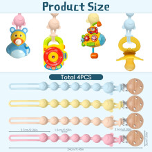 Dummy Clips Silicon Easy to Clean: 4 PCSPacifier Clips Portable and Easy to Carry,Dummy Chain and Teether 2-in-1 Design,Mam Soother Clips Cute BPA Fr