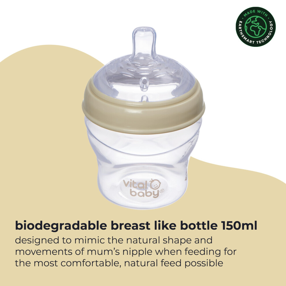 Vital Baby Breastlike Baby Feeding Bottles 0M 150Ml Selfsterilising In
