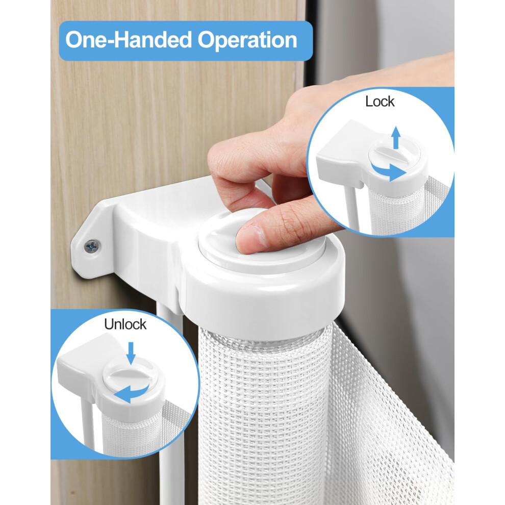 Lexixi Ibao Retractable Mesh Baby & Dog Gate, 86Cm Tall, Extends Up To 300Cm Wide, Child Safety Gate For Doorways, Stairs, Hallways, Indoor/Outdoor,