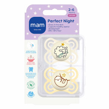 MAM Perfect Night Soothers 06 Months 2 Pack Glow in The Dark Dummie