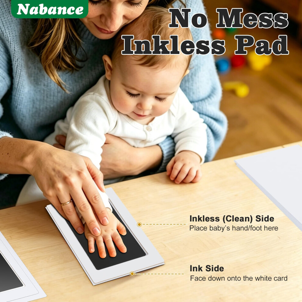 Nabance Baby Handprint And Footprint Kit, Safe Non-Toxic, 6 Baby Inkless Print Pads, 12 Imprint Cards, Dog Pet Paw Print, Imprint Kit, Newborn Keepsa