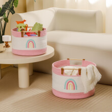 Large Blanket Basket Living Room 35L Baby Laundry Basket Toy Bin for Babies Toddlers Storage Baskets for Organizing Toys, Woven Cotton Rope Laundry H