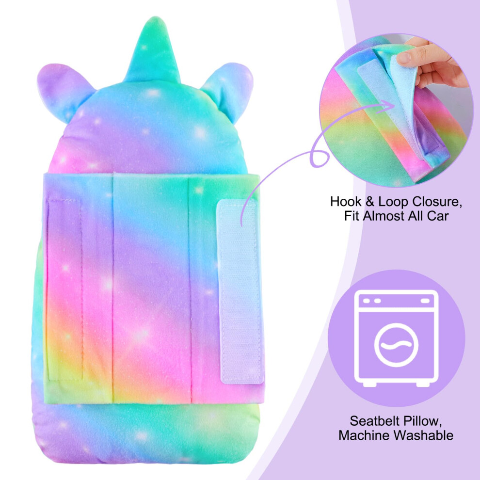 Mhjy Seat Belt Pads For Kids Cute Unicorn Car Pillow Seatbelt Strap Cover Comfortable Seat Belt Covers Head Neck Support For Toddlers Girls Boys Chil