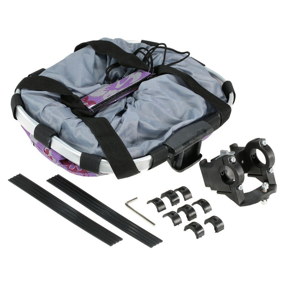 Redlution Bicycle Bike Detachable Cycle Front Canvas Basket Carrier Bag Pet Carrier Aluminum Alloy Frame Pet Carrier (Purple)