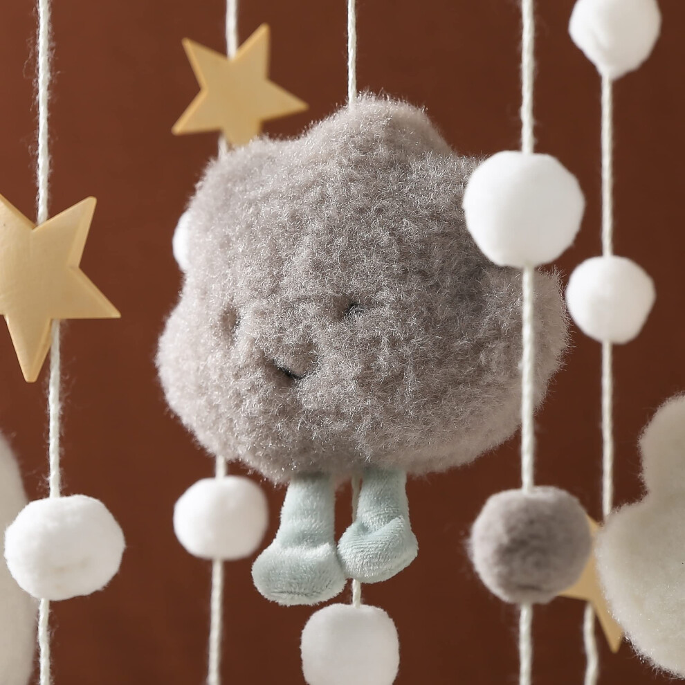 Promise Babe Mobile Baby Wooden Star Clouds Felt Balls Room Hanging Bed Bell Crochet Wind Chime Newborn Kids Pendant Crib Changing Table Deco Moon Mo