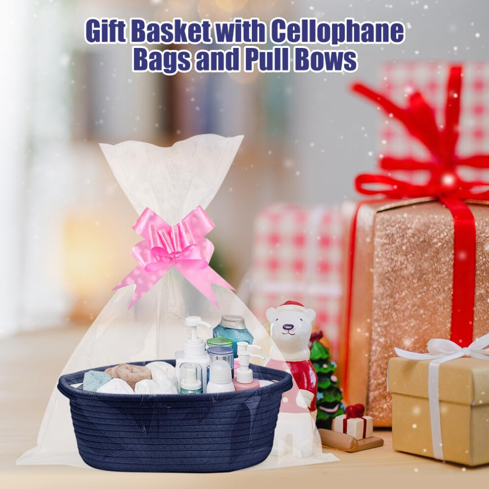 Lotvic Gift Basket Hamper Kit Empty Hamper Basket With Cellophane Bags