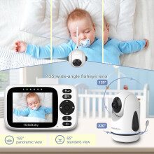 HelloBaby Video Baby Monitor with 2 Cameras and Night Vision, 3.2" Screen - Pan