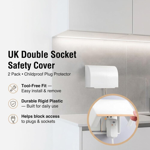 2 Pack UK Plug Socket Covers Childproof Electrical Outlet Protectors W 2