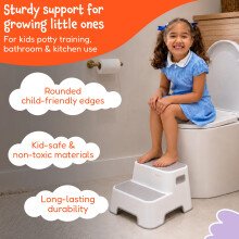 Babycurls Childrens Double Step Stool – NonSlip 2 Step Up for Toddlers