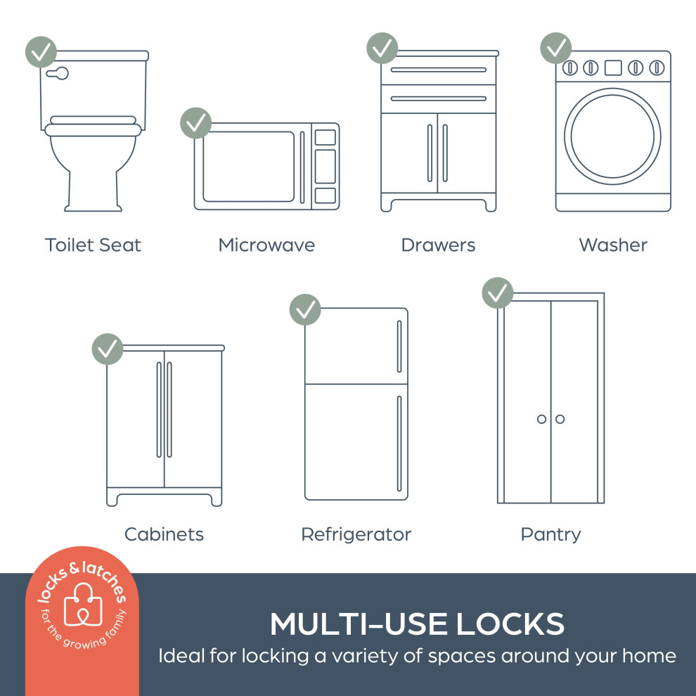 Dreambaby Twist 'N Lock Multi-Purpose Latch, 6 Pack, White/Grey