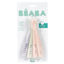 Béaba Baby Spoons Silicone Weaning Spoon Set of 4 1st Stage Multi