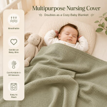 Dimoxii Breastfeeding Nursing Cover for Mom and Baby, Muslin Nursing Clothes with Adjustable Straps, Cotton Privacy Shields Blanket Apron for Breast