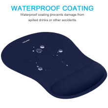 TECKNET Mouse Mat with Memory Foam Rest -Non-Slip Rubber Base- Special-Textured Water-Resistant Surface-Blue
