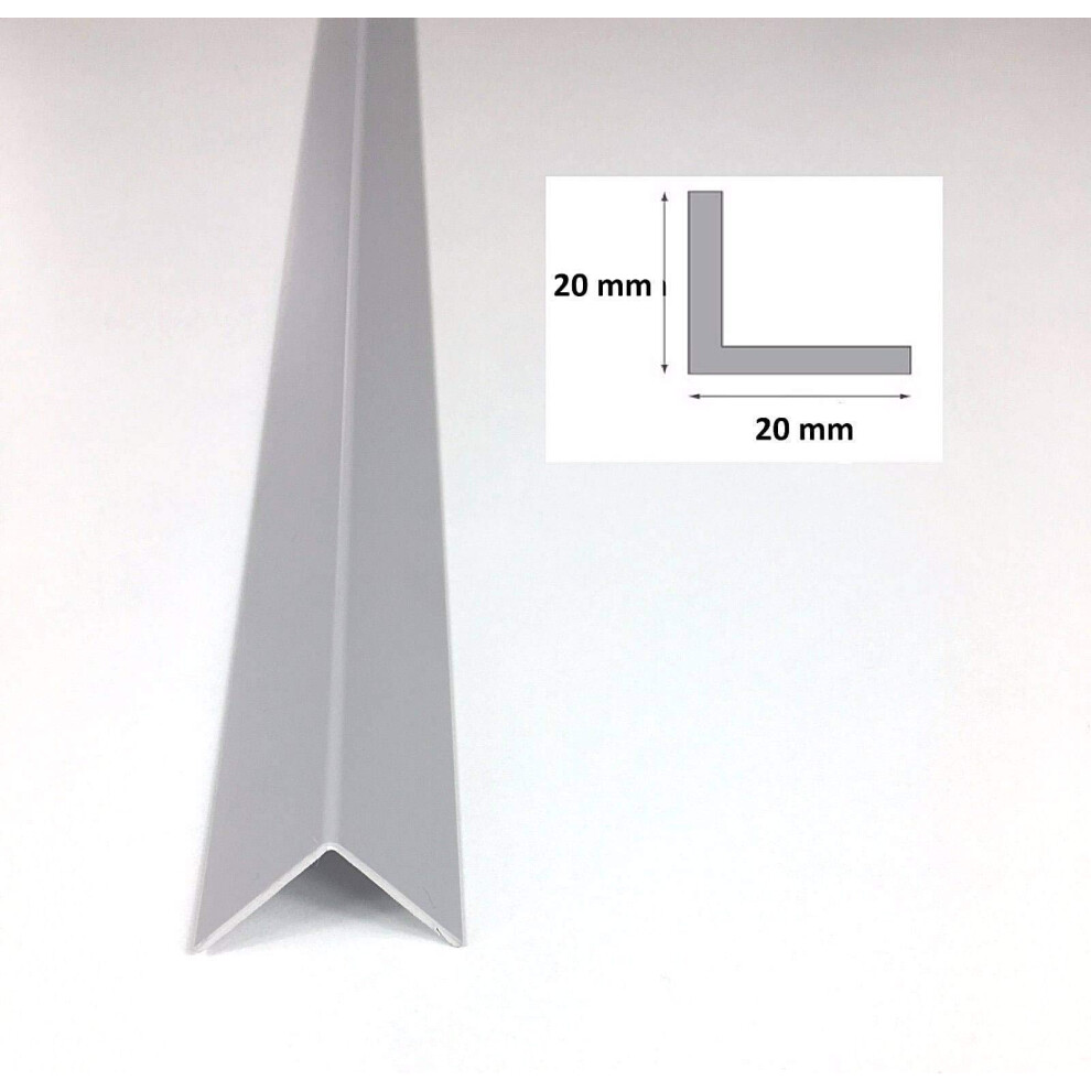 Tmw Profiles Light Gray Plastic Pvc Corner 90 Degree 1 Meters Angle Trim Wall Edge Protector Various Sizes Cezar By (20Mm X 20Mm X 1M)