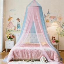 Eimilaly Two-tone Bed Canopy Mosquito Net Pink Blue, Bed Canopy for
