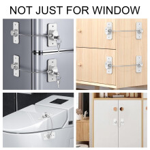 3Pcs Window Safety Lock, Child & Cat Proof Window Restrictor, No Drill Self-Adhesive or Screw Installation with Keys, Versatile Window Locks for Frid