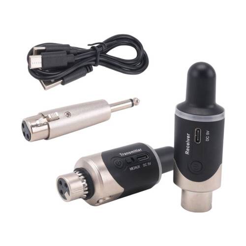 2X New UHF Wireless Mic Adapter XLR Transmitter & Receiver Converter Wireless Mic Rechargeable for Live Interview/Studio