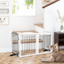 Dog Fence Indoor,Dog Gate Indoor for Doorway pet gate -3-Panel Freestanding, Hallways, House or Stairs -60x32-Inch Retractable Foldable Expandable Woo