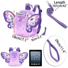 BTSKY Fluff Butterfly Baby Toddler Backpack Bag with Safety Rein Kids