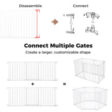 Maxmass 3 Panel Foldable Pet Gate, Pressure Baby Gate with One-hand Opening, 2-Way Door Swing, Freestanding Dog Stair Gates Pet Safety Fence for Doorw