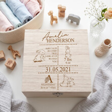 ukgiftstoreonline Personalised baby Wooden Memory Box Gift With birth