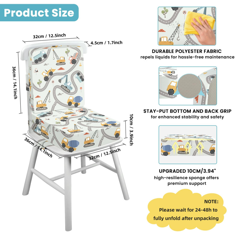 Omedecal Toddler Booster Seat For Dining Chair With Backrest 10Cm Thick Kids Bo